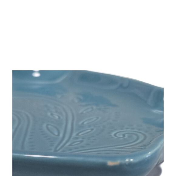 Blue-Ceramic Dish Pig-Shaped Floral-Embellished Trinkets, Candies, Office, etc. - Picture 6 of 8